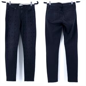 PAIGE 26 Cleo Full Front Jewel Embellish Black Verdugo Ultra Stretch Skinny Jean